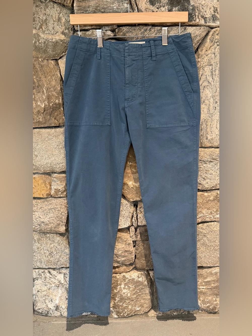 Nili Lotan Jenna Blue Cropped Cotton Pants Size 2